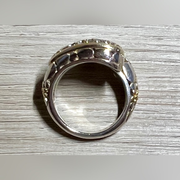 Designer Hallmarked Sterling Silver White Topaz Cobblestone Bypass Ring, Size 6 - Picture 6 of 12